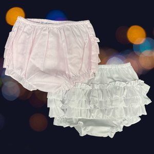 Pair of Feltman Bros Brothers Pink & White Ruffled Trimmed Diaper Cover 9-12 Mth